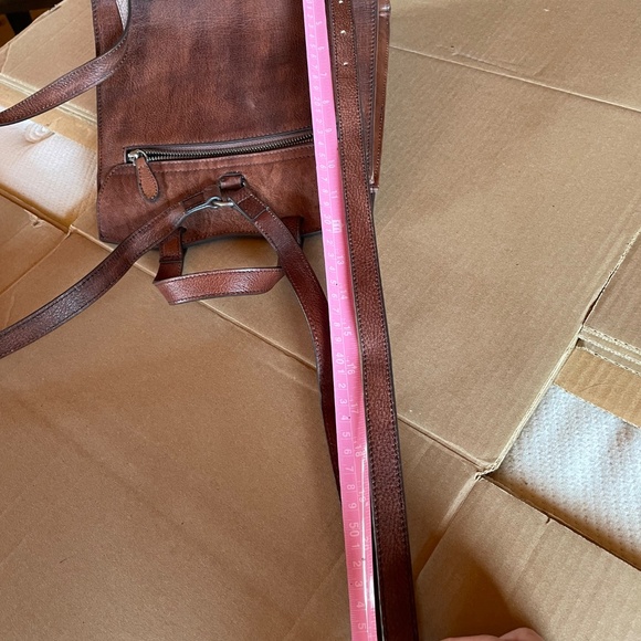 NWOT Brown Embossed Leather Backpack - Picture 10 of 11